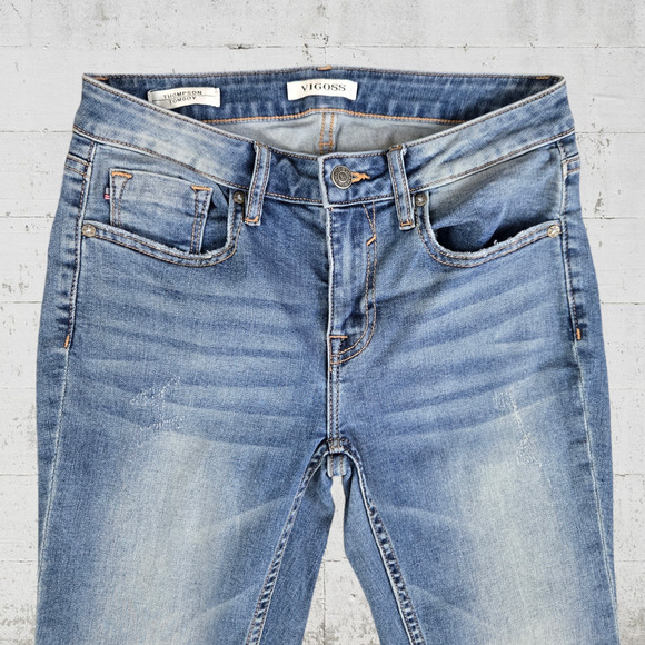 Vigoss Medium Wash Distressed Casual Edgy Thompson Tomboy Skinny Jeans Size 27 - Picture 3 of 7